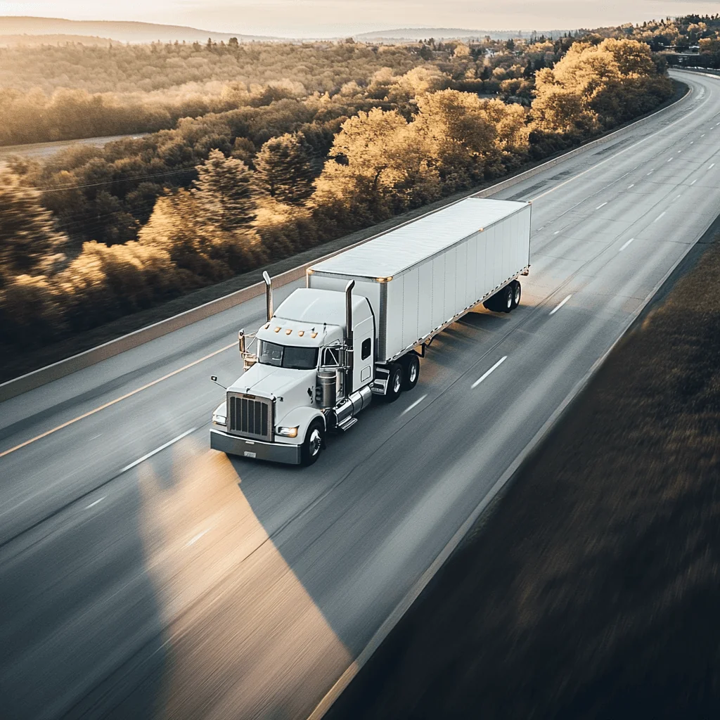 Tractor-trailer on an open highway