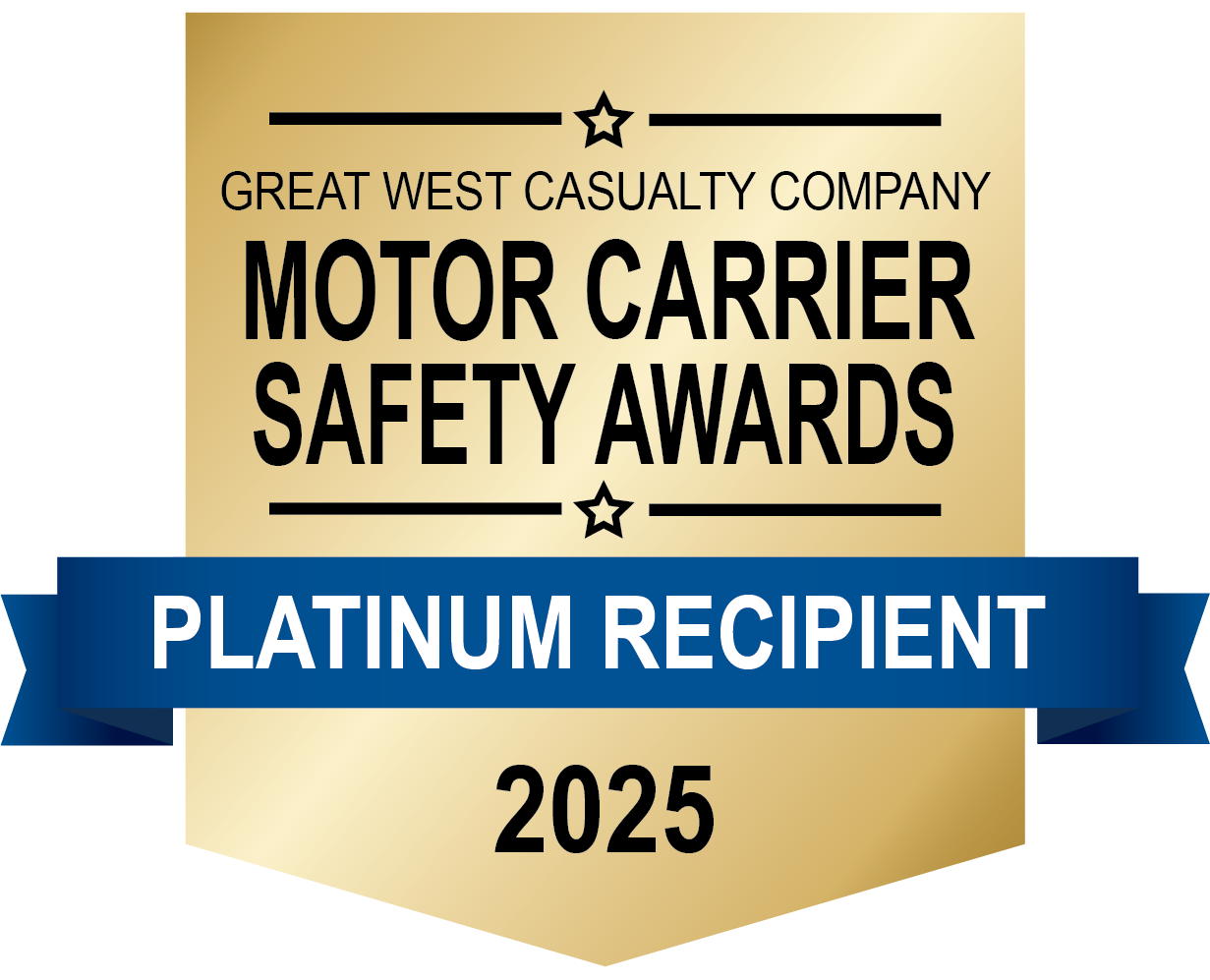 Great West Casualty Company Motor Carrier Safety Awards — Platinum Recipient, 2025